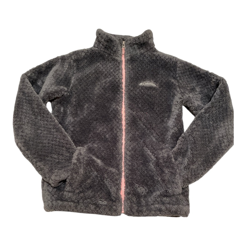 Columbia Charcoal Fleece Jacket with Pink Accents